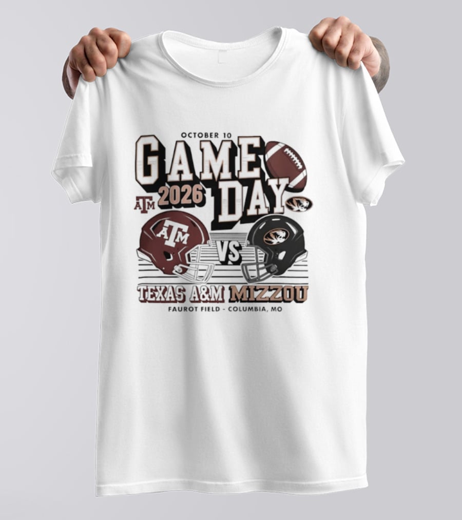 October 10 2026 Gameday Texas A&M Vs Mizzou Football Helmets Columbia MO T-Shirt