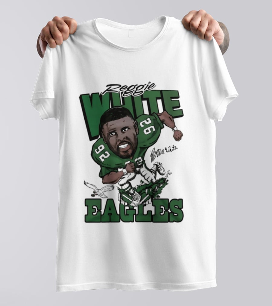 Philadelphia Eagles Reggie White 92 Player Caricature T-Shirt