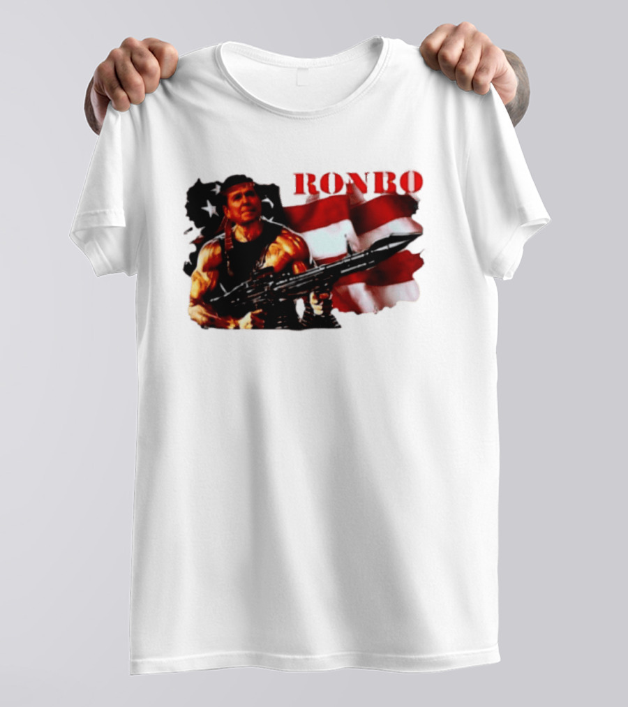 Ronbo Ronald Reagan Rambo With American Flag 80s President T-Shirt