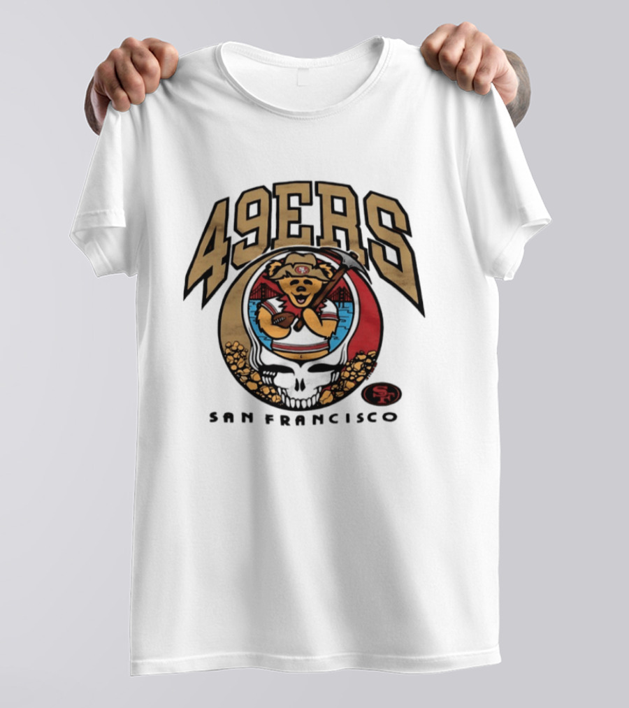 San Francisco 49ers Grateful Dead Steal Your Face Bear Design Collaboration T-Shirt