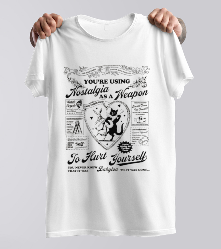 You're Using Nostalgia As A Weapon To Hurt Yourself Cowboy Heart Cat And Dog T-Shirt
