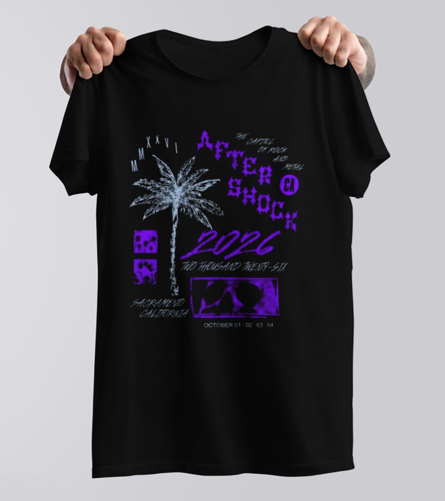 Aftershock Festival 2026 Sacramento California The Capitol Of Rock And Metal October 1 2 3 4 MMXXVI Face Palm T-Shirt