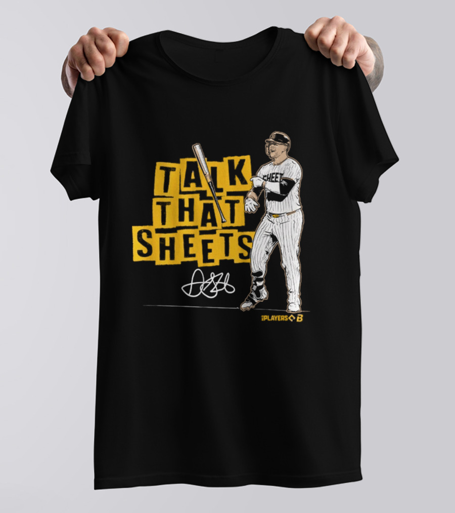 Gavin Sheets Talk That Sheets Baseball Player Yellow Block Lettering T-Shirt