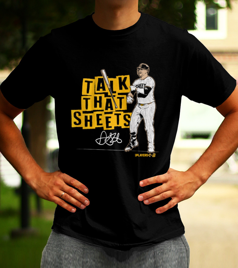Gavin Sheets Talk That Sheets Baseball Player Yellow Block Lettering T-Shirt