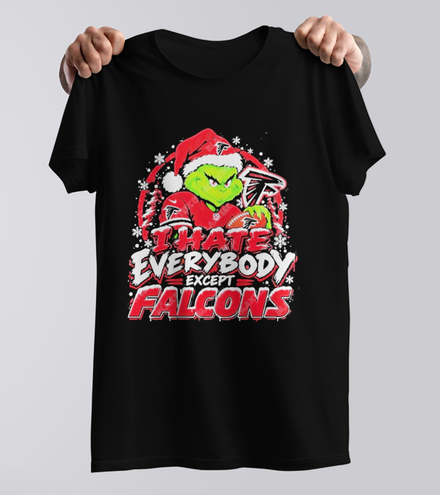 Atlanta Falcons Grinch I Hate Everybody Except Falcons Fans Christmas Holiday T-Shirt