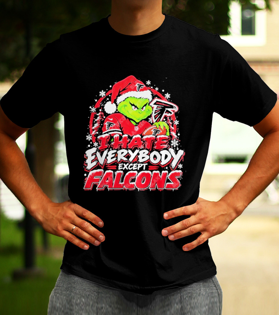 Atlanta Falcons Grinch I Hate Everybody Except Falcons Fans Christmas Holiday T-Shirt