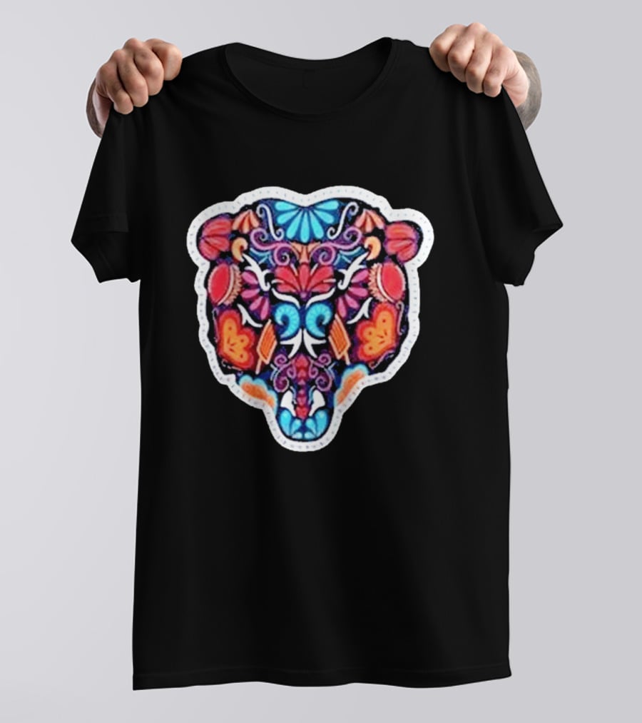 Chicago Bears 2026 Latino Heritage Month Los Bears Vibrant Floral Bear Head T-Shirt