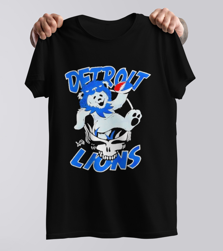 Detroit Lions Grateful Dead Bear With Skull T-Shirt