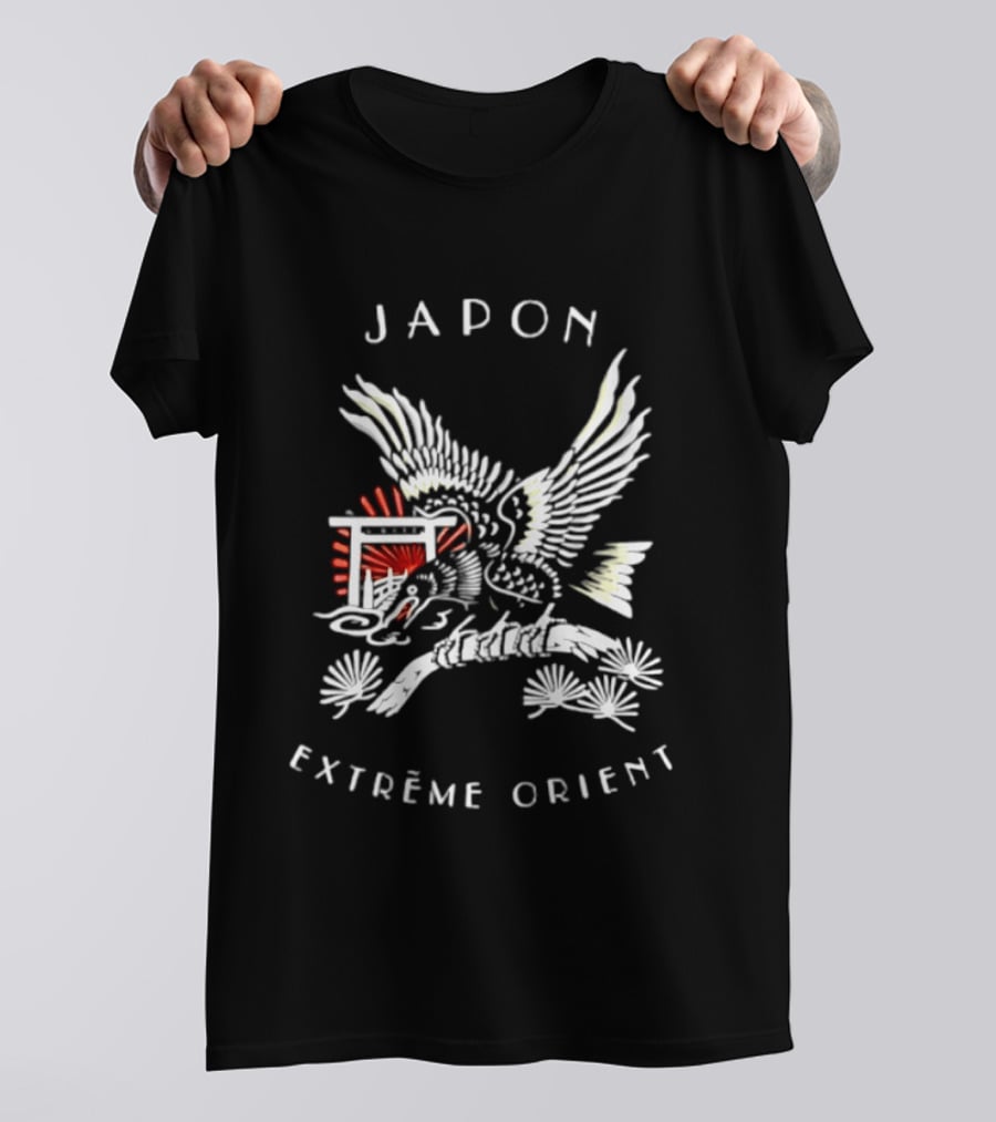 Japon Extrême Orient Flying Bird With Flowers T-Shirt