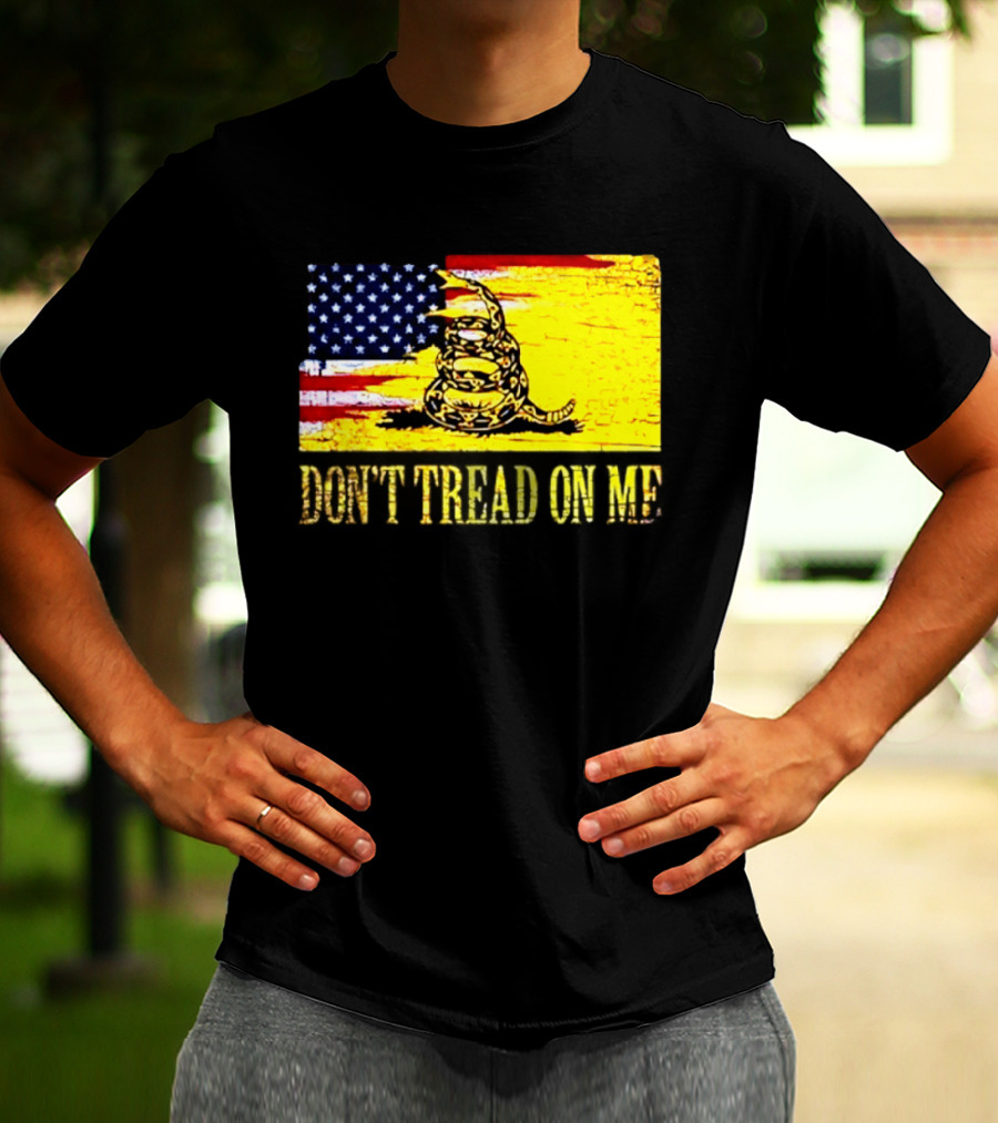 American Flag And Gadsden Snake Don't Tread On Me T-Shirt