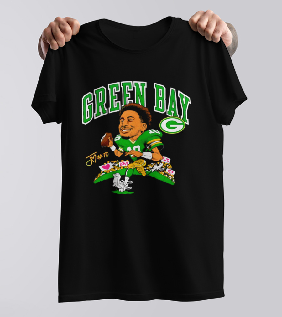 Jordan Love Green Bay Packers Caricature Playing Cards 2026 T-Shirt