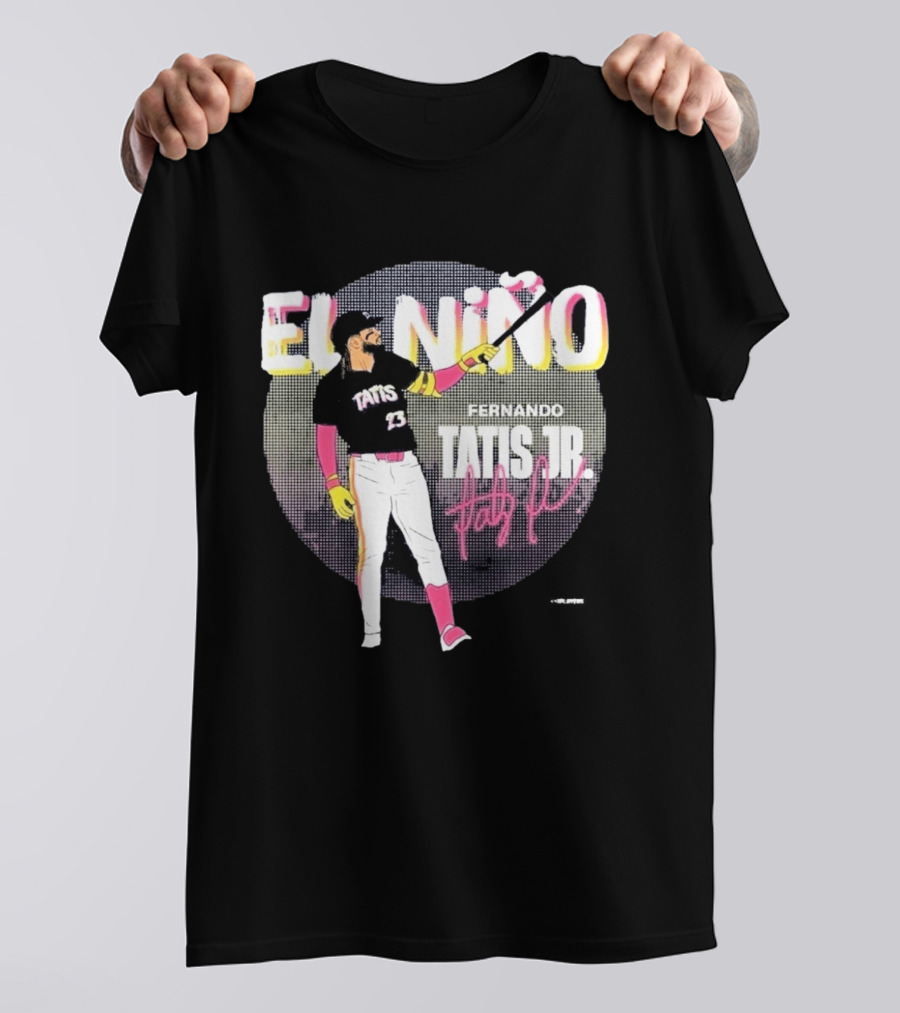 Padres Fernando Tatis Jr El Niño 23 Pink Bat Baseball T-Shirt
