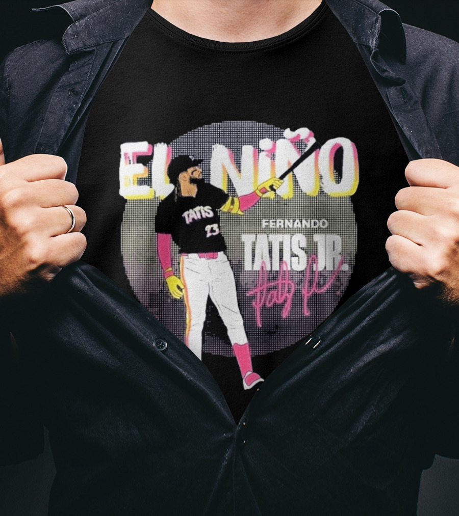 Padres Fernando Tatis Jr El Niño 23 Pink Bat Baseball T-Shirt