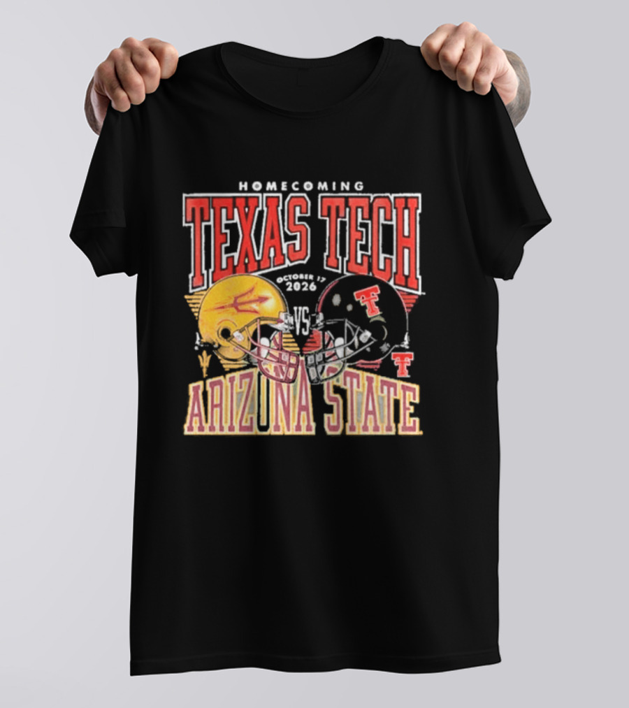 Texas Tech Vs Arizona State Homecoming Football 2026 Helmet Showdown T-Shirt