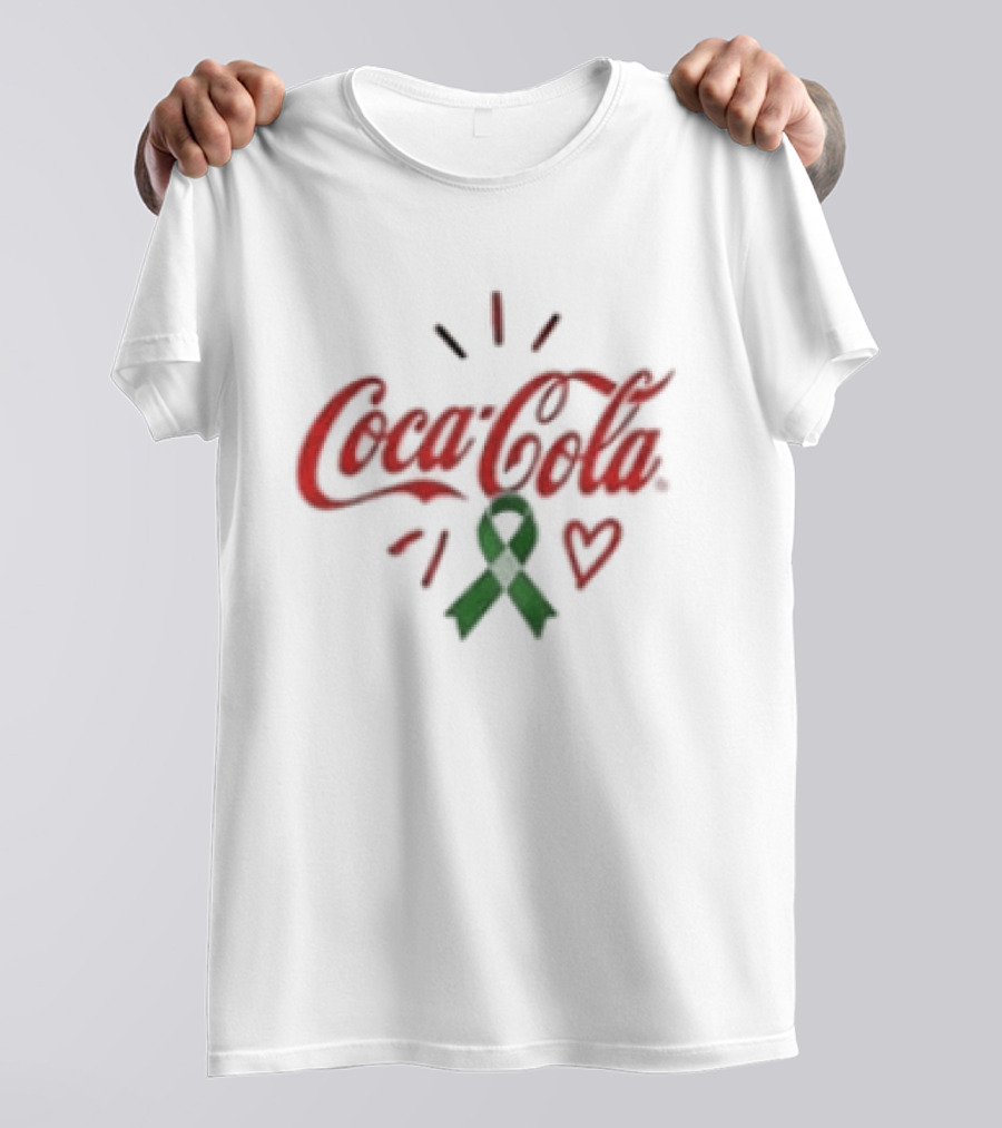 Coca Cola Green Ribbon Heart Mental Health Awareness T-Shirt
