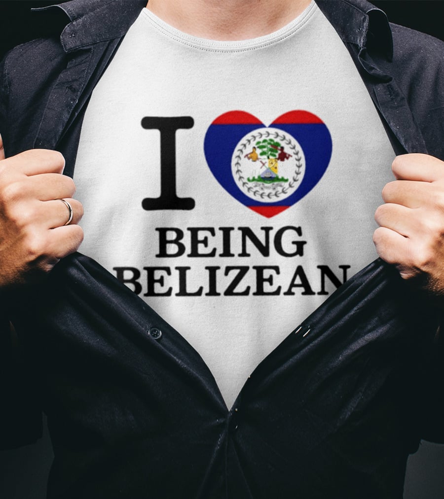 I Love Being Belizean Heart Flag T-Shirt