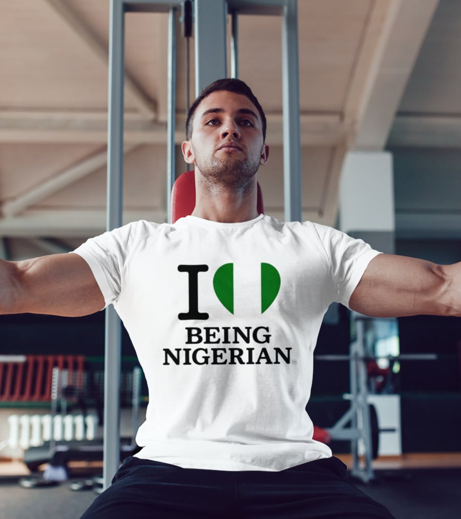 Love Being Nigerian Flag Heart T-Shirt