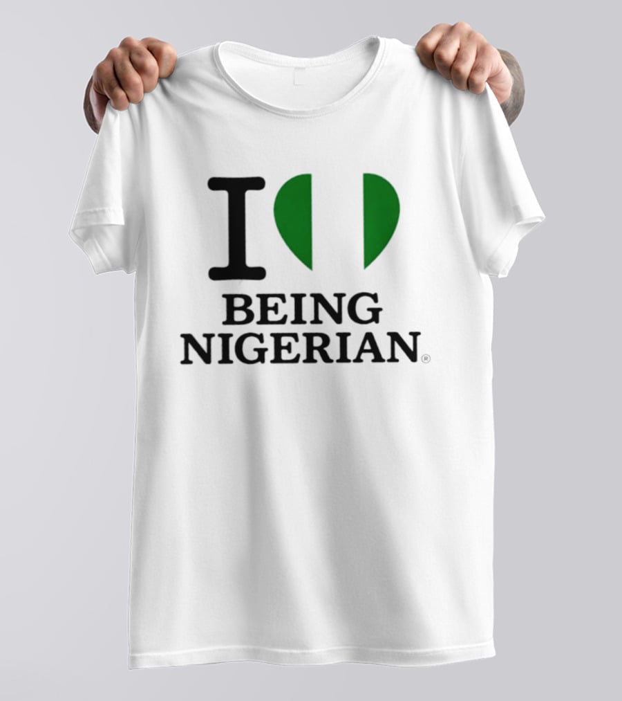 Love Being Nigerian Flag Heart T-Shirt