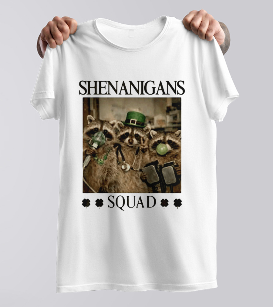 Shenanigans Squad Raccoons Funny Saint Patricks Day T-Shirt