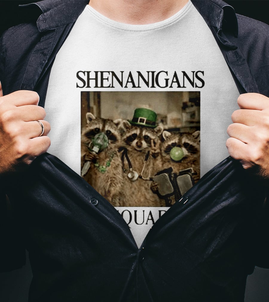Shenanigans Squad Raccoons Funny Saint Patricks Day T-Shirt