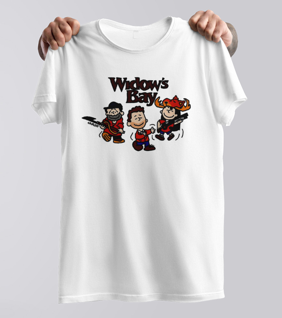 Widow's Bay Cartoon Characters With Bold Outfits And Musical Instruments T-Shirt