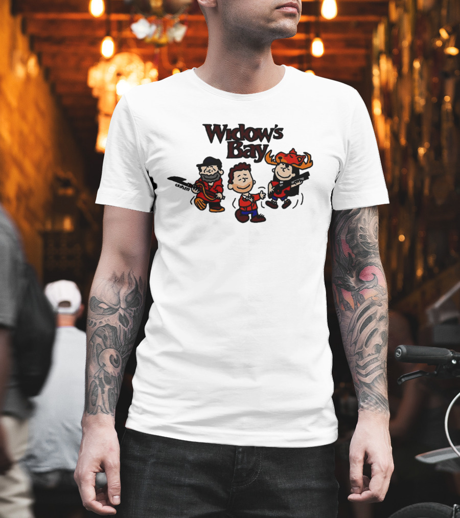 Widow's Bay Cartoon Characters With Bold Outfits And Musical Instruments T-Shirt