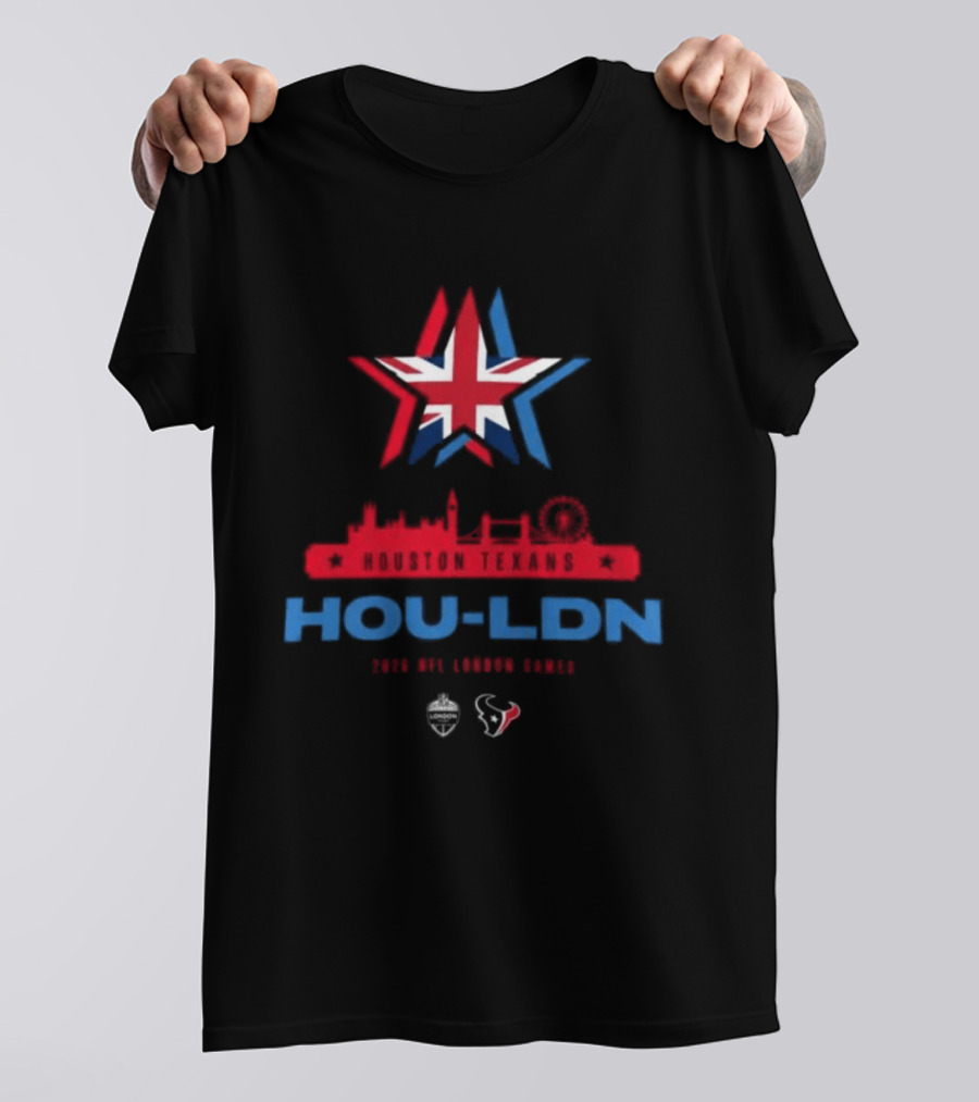 Houston Texans HOU LDN 2026 London Game Skyline Star UK Flag T-Shirt