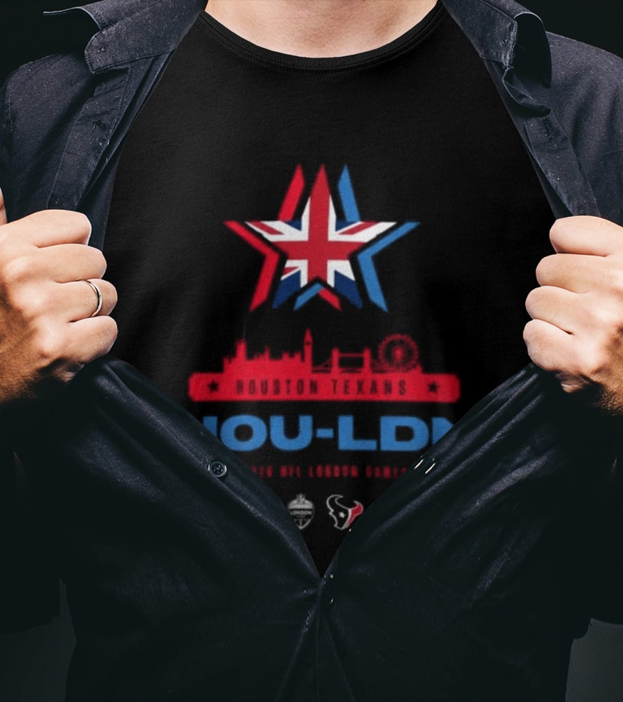 Houston Texans HOU LDN 2026 London Game Skyline Star UK Flag T-Shirt