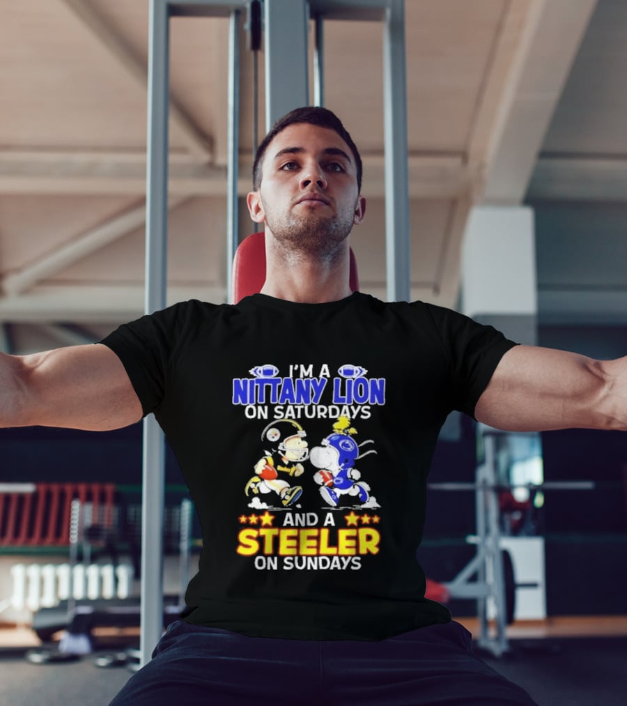 I'm A Nittany Lion On Saturdays And A Steeler On Sundays Football Peanuts Charlie Brown And Snoopy T-Shirt