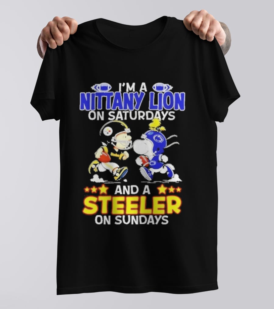 I'm A Nittany Lion On Saturdays And A Steeler On Sundays Football Peanuts Charlie Brown And Snoopy T-Shirt