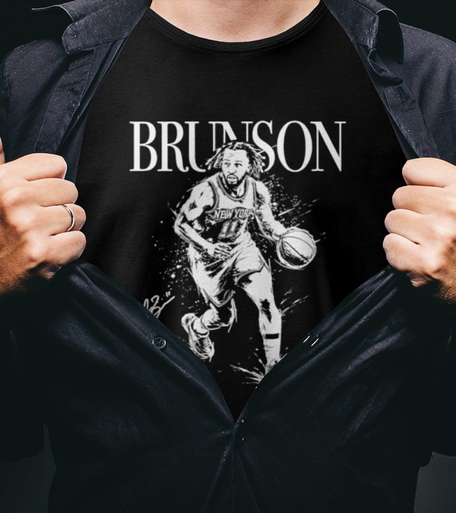 Jalen Brunson Knicks Basketball Player Action Mono T-Shirt