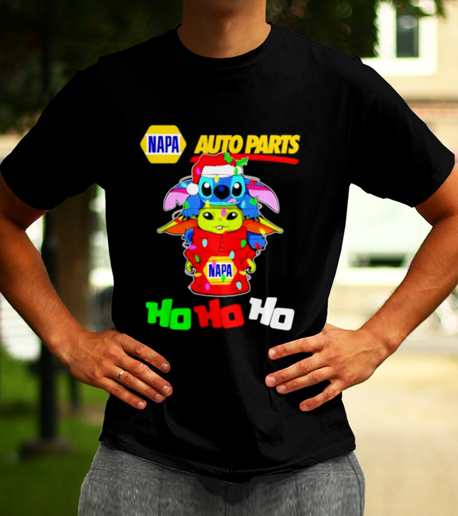 NAPA Auto Parts Baby Yoda Stitch Christmas 2026 Ho Ho Ho T-Shirt