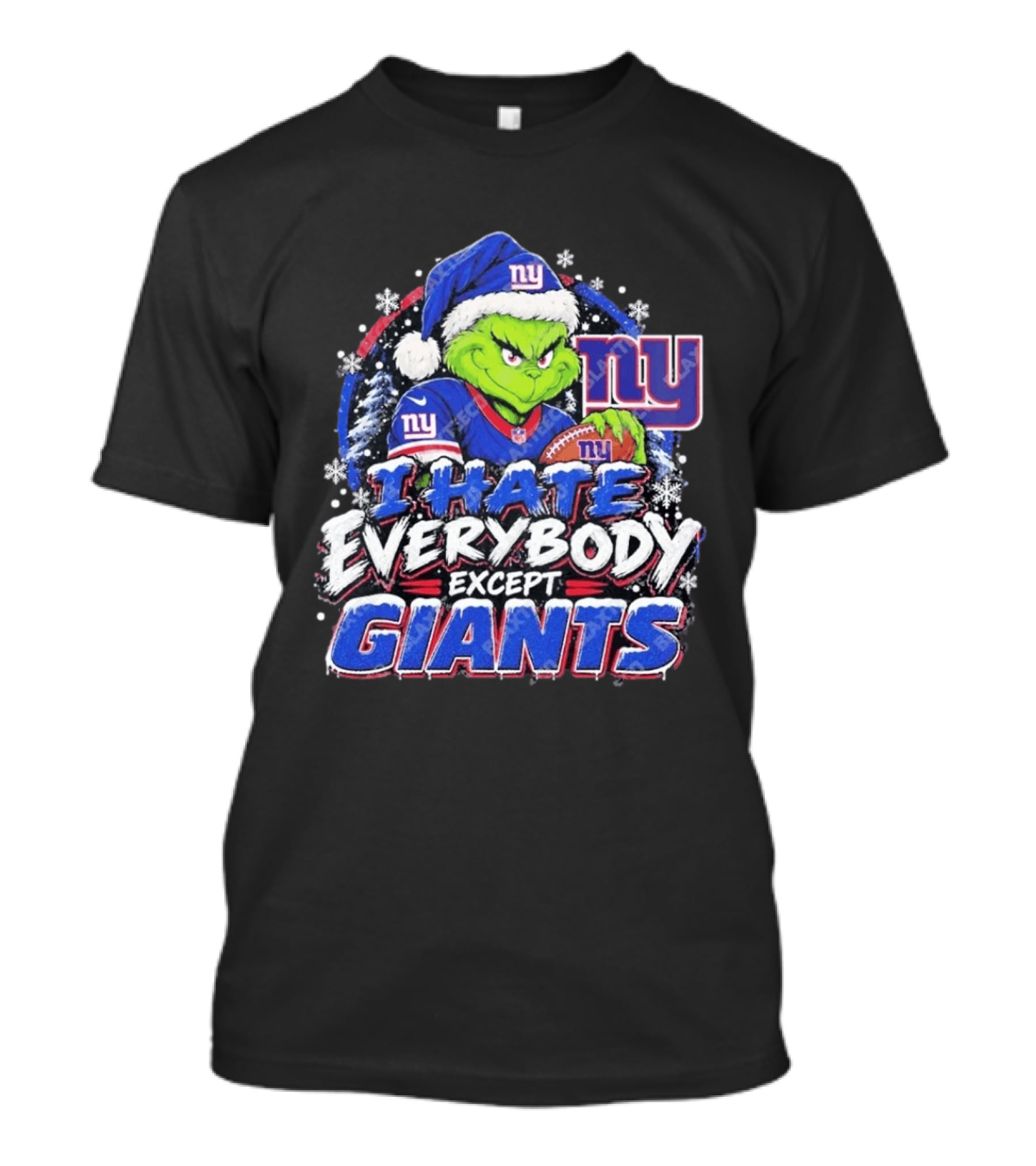 New York Giants Grinch I Hate Everybody Except Giants Fans Christmas Holiday T-Shirt