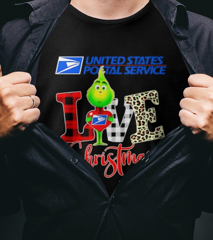 United States Postal Service Grinch Love Christmas T-Shirt