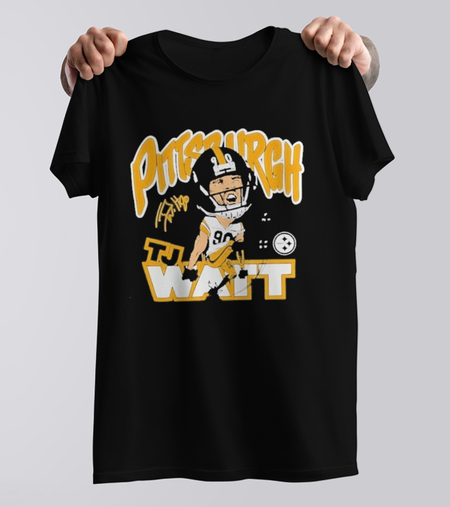 Pittsburgh TJ Watt 90 Cartoon Scream Steelers T-Shirt