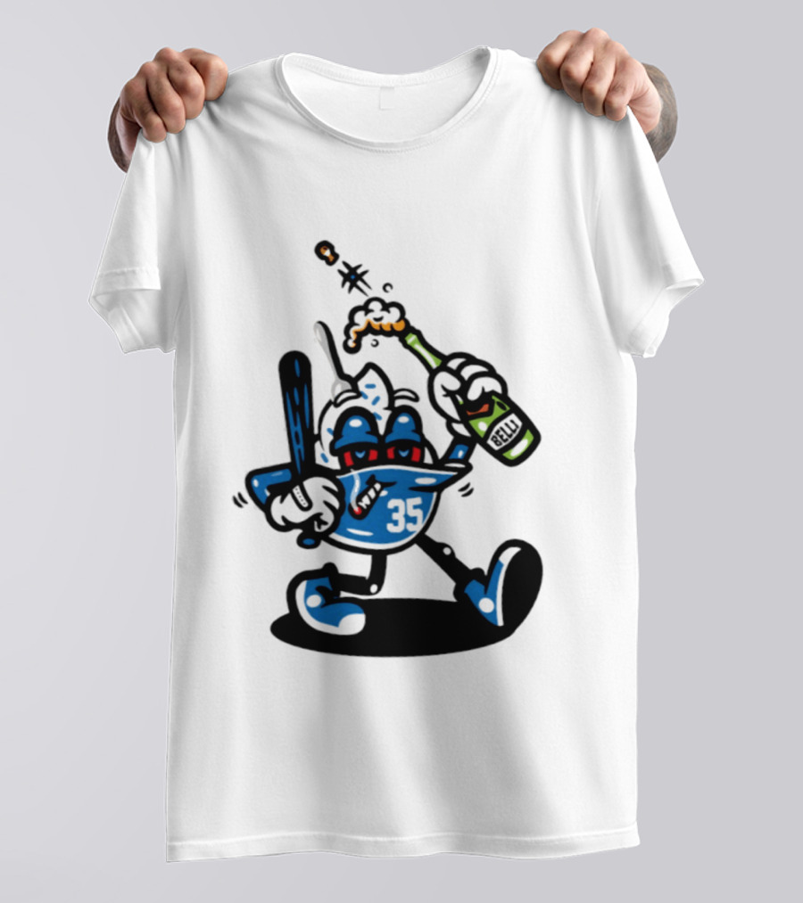 Cody Bellinger 35 Belli Champagne Celebration Baseball Cartoon T-Shirt