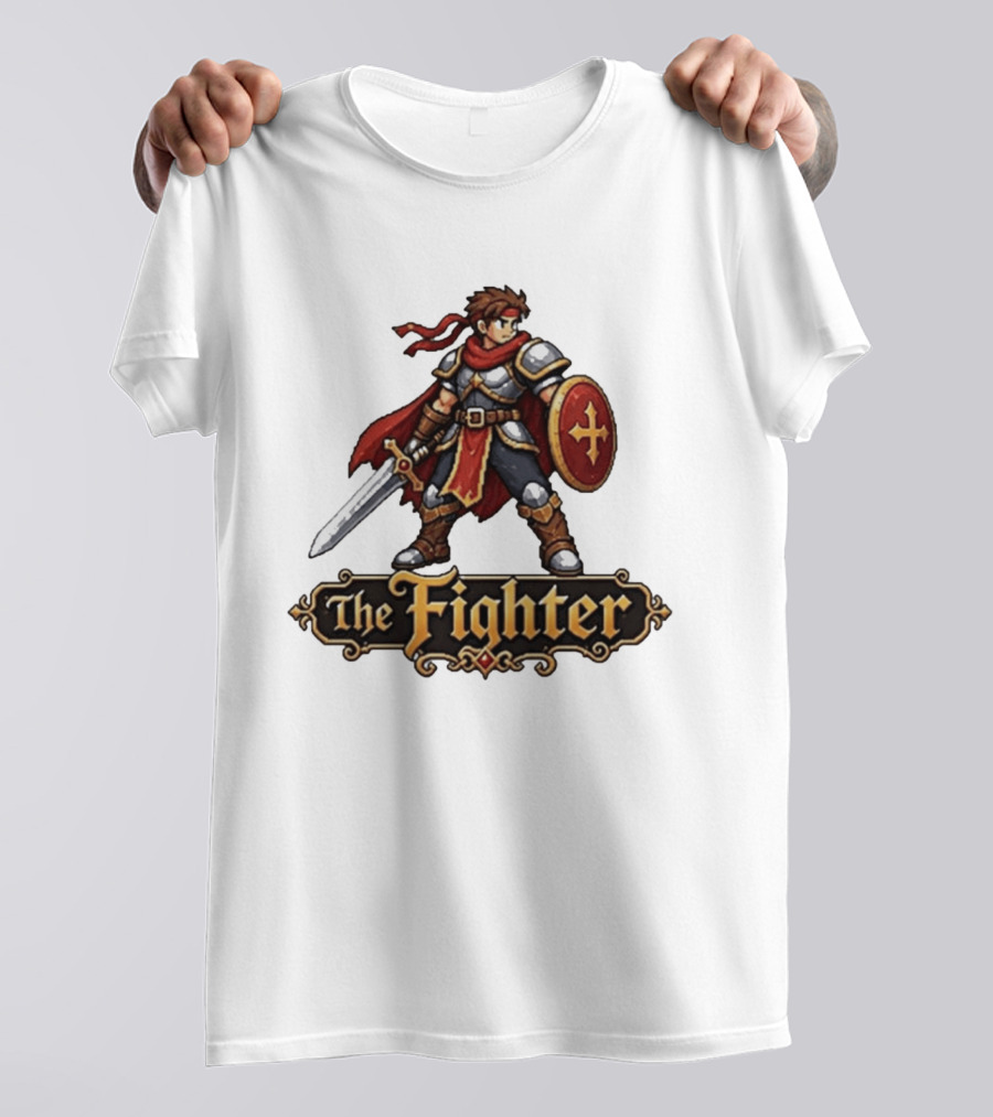 The Fighter Fantasy RPG Pixel Knight Sword And Shield Hero T-Shirt