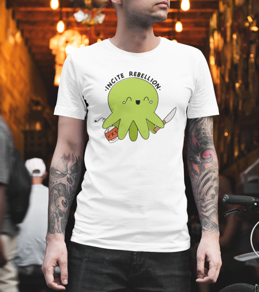 Incite Rebellion Octopus Knife Molotov Cocktail T-Shirt