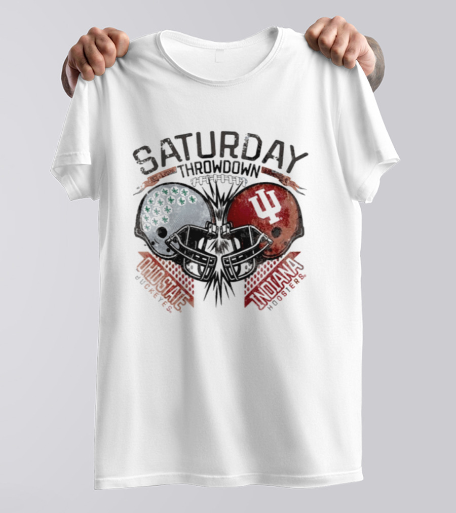 Indiana Hoosiers Ohio State Buckeyes Saturday Throwdown Football 2026 Helmets T-Shirt