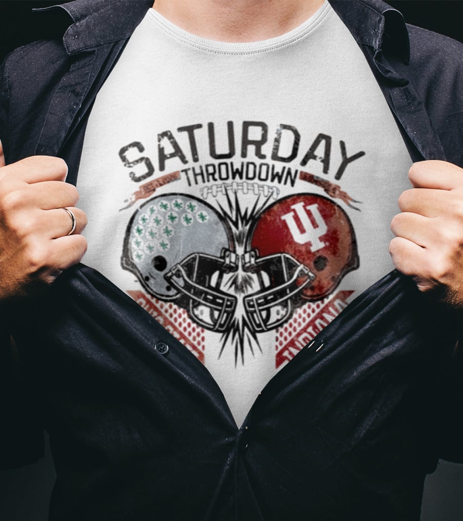 Indiana Hoosiers Ohio State Buckeyes Saturday Throwdown Football 2026 Helmets T-Shirt