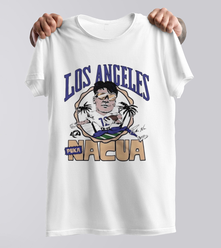 Los Angeles Rams Puka Nacua Player Caricature Football Fan T-Shirt