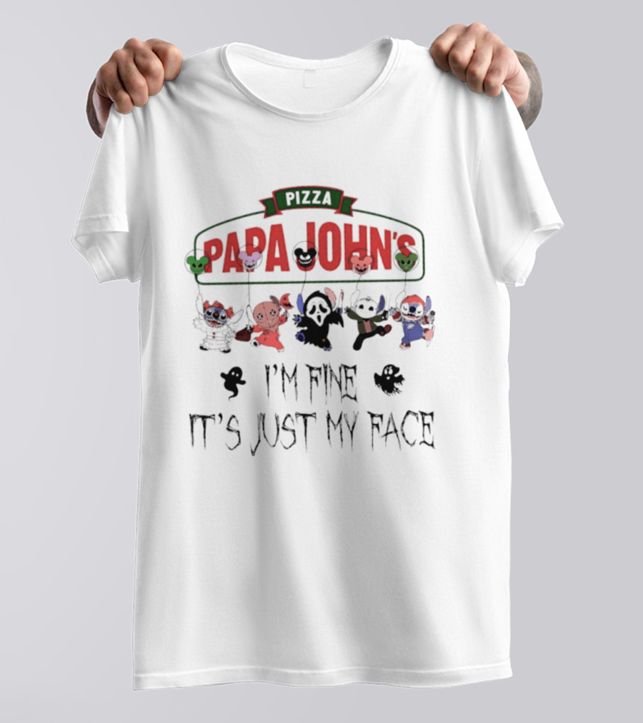 Papa John's Pizza X Stitch Halloween 2026 I'm Fine It's Just My Face T-Shirt