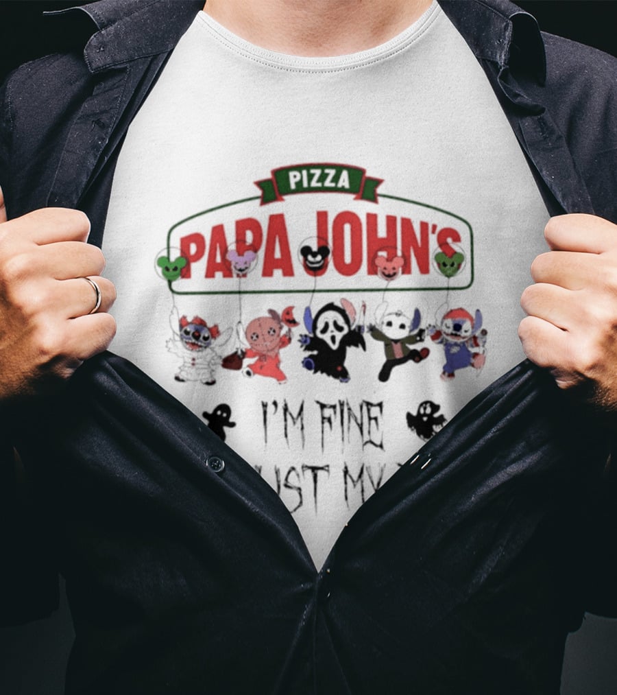 Papa John's Pizza X Stitch Halloween 2026 I'm Fine It's Just My Face T-Shirt