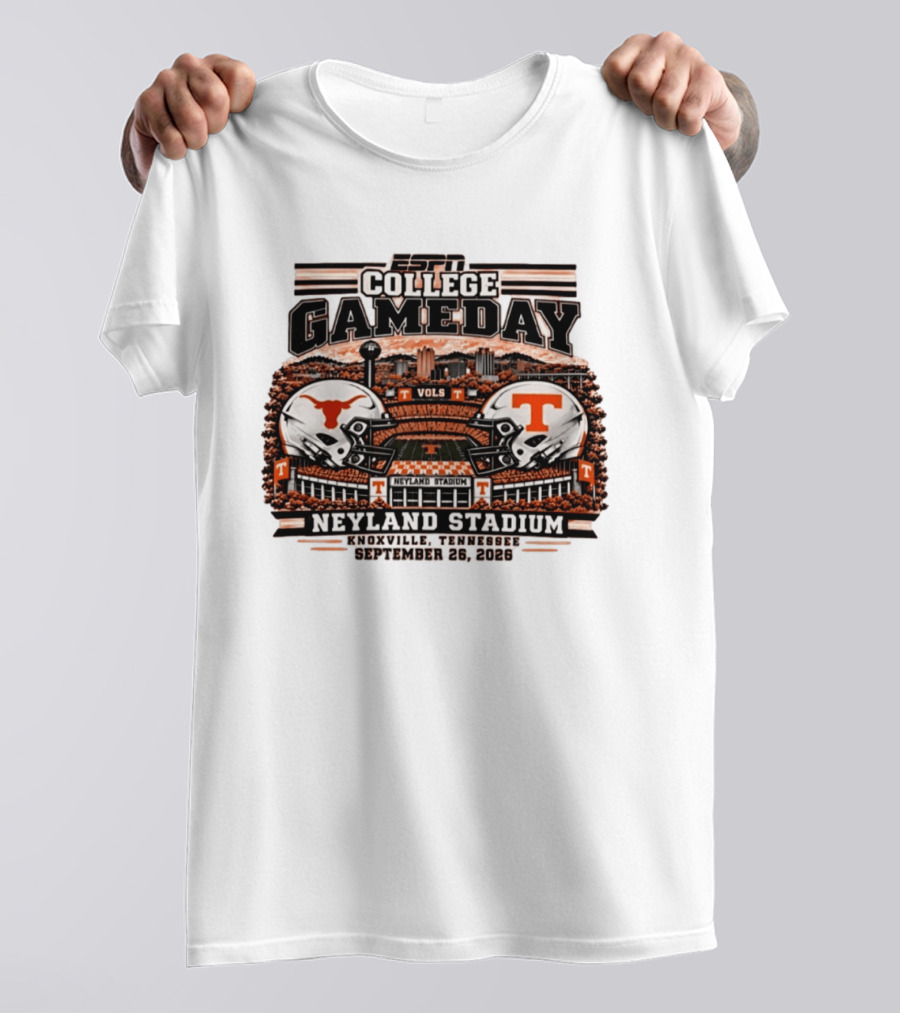 ESPN College GameDay Tennessee Volunteers Vs Texas Longhorns Neyland Stadium Knoxville September 26 2026 T-Shirt