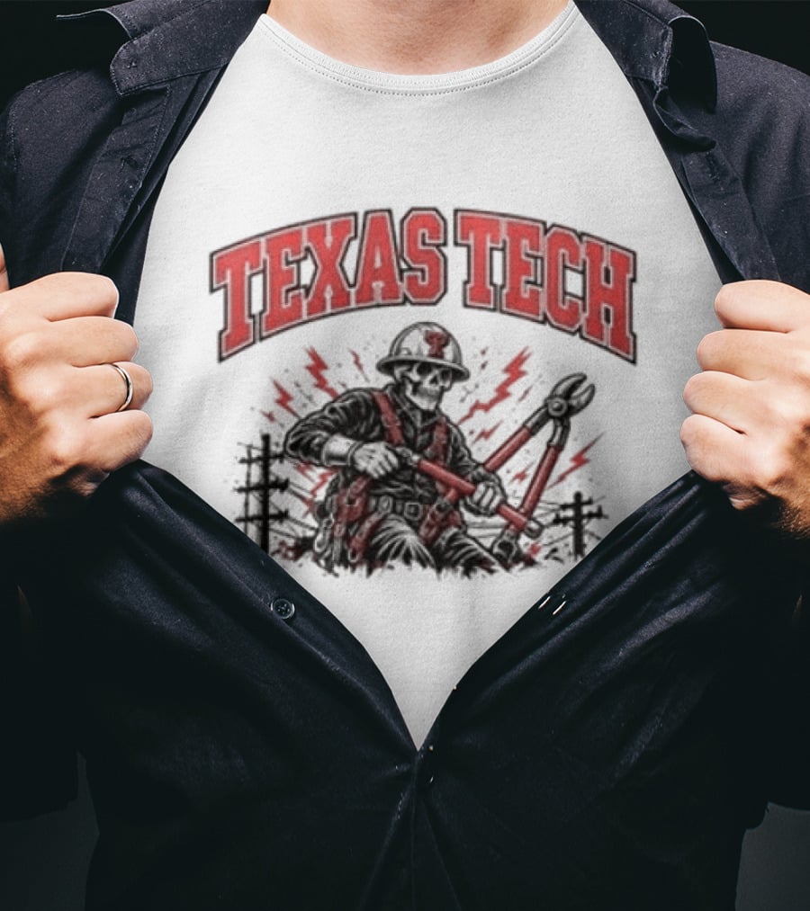 Texas Tech Red Raiders Lineman Halloween 2026 Football Spooky Skeleton T-Shirt