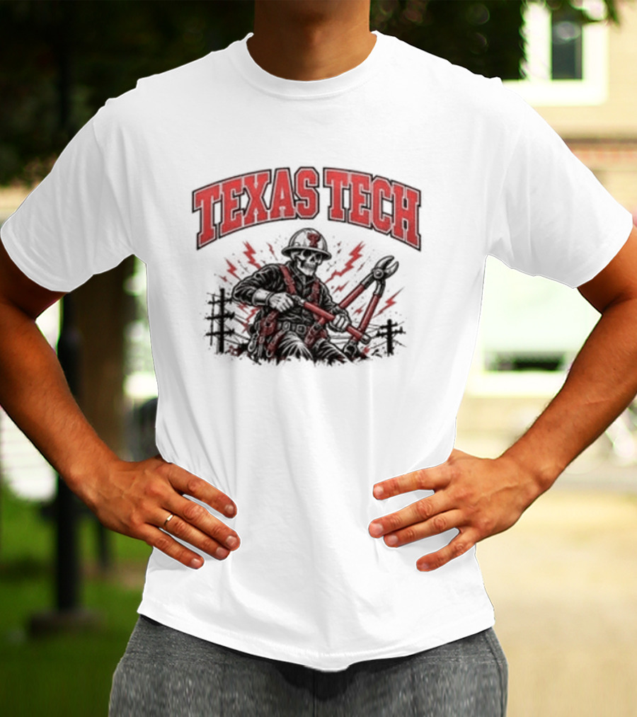 Texas Tech Red Raiders Lineman Halloween 2026 Football Spooky Skeleton T-Shirt
