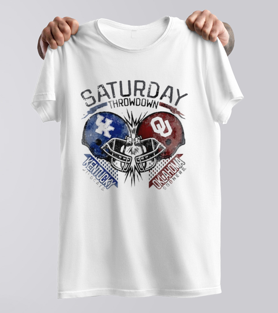 Oklahoma Sooners Vs Kentucky Wildcats 2026 Saturday Throwdown Football Helmets Clash T-Shirt