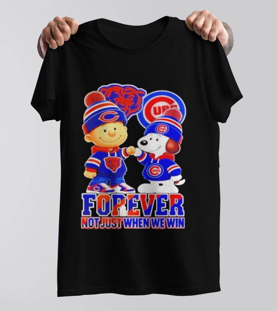 Charlie Brown Snoopy Fist Bump Chicago Bears Cubs Forever Not Just When We Win Football T-Shirt