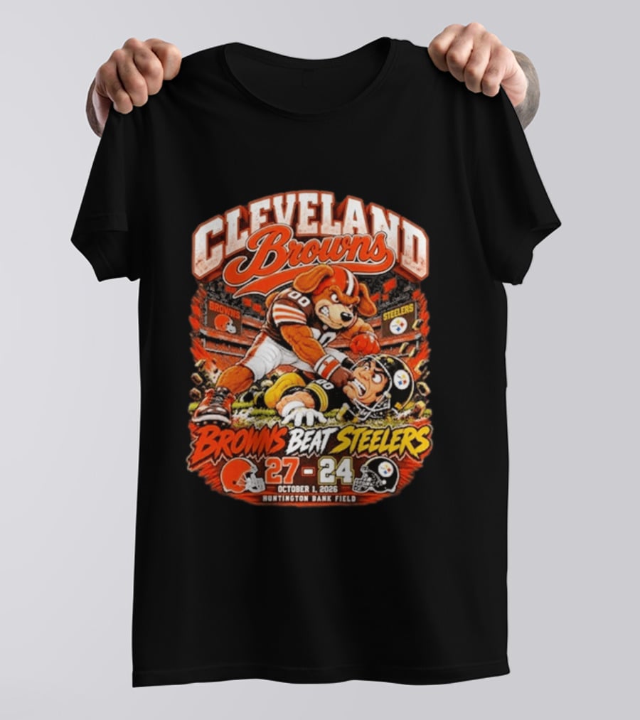 Cleveland Browns Beat Steelers 27 24 October 1 2026 Huntington Bank Field T-Shirt