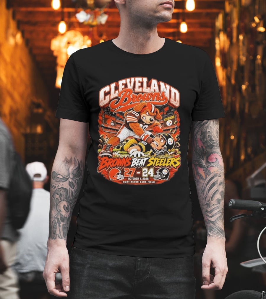 Cleveland Browns Beat Steelers 27 24 October 1 2026 Huntington Bank Field T-Shirt